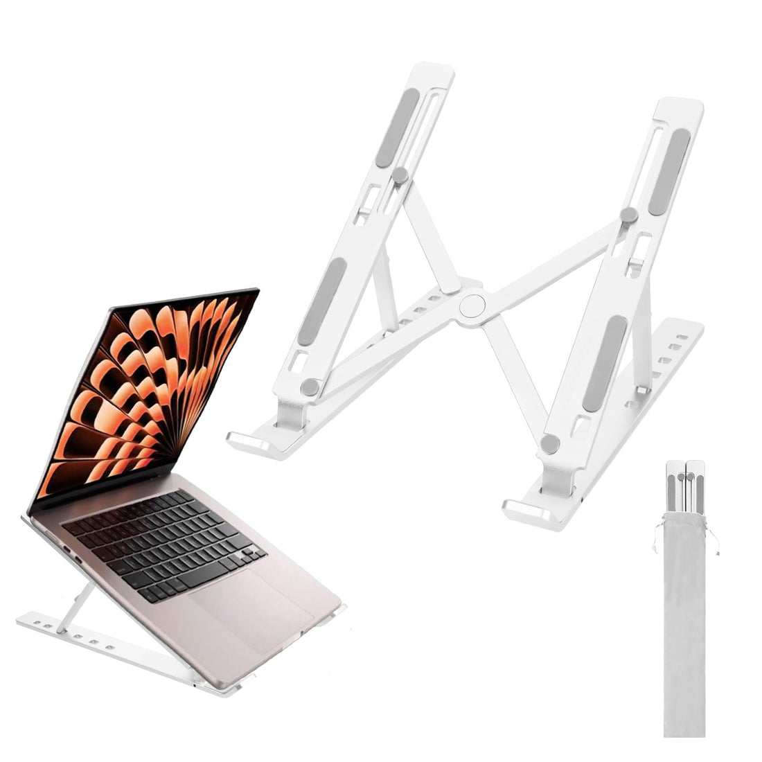 Portable Laptop Stand, Adjustable Laptop Stand for Desk, Aluminum Alloy, Ultra-Thin, Ergonomic Aluminum Computer Stand Holder with for MacBook