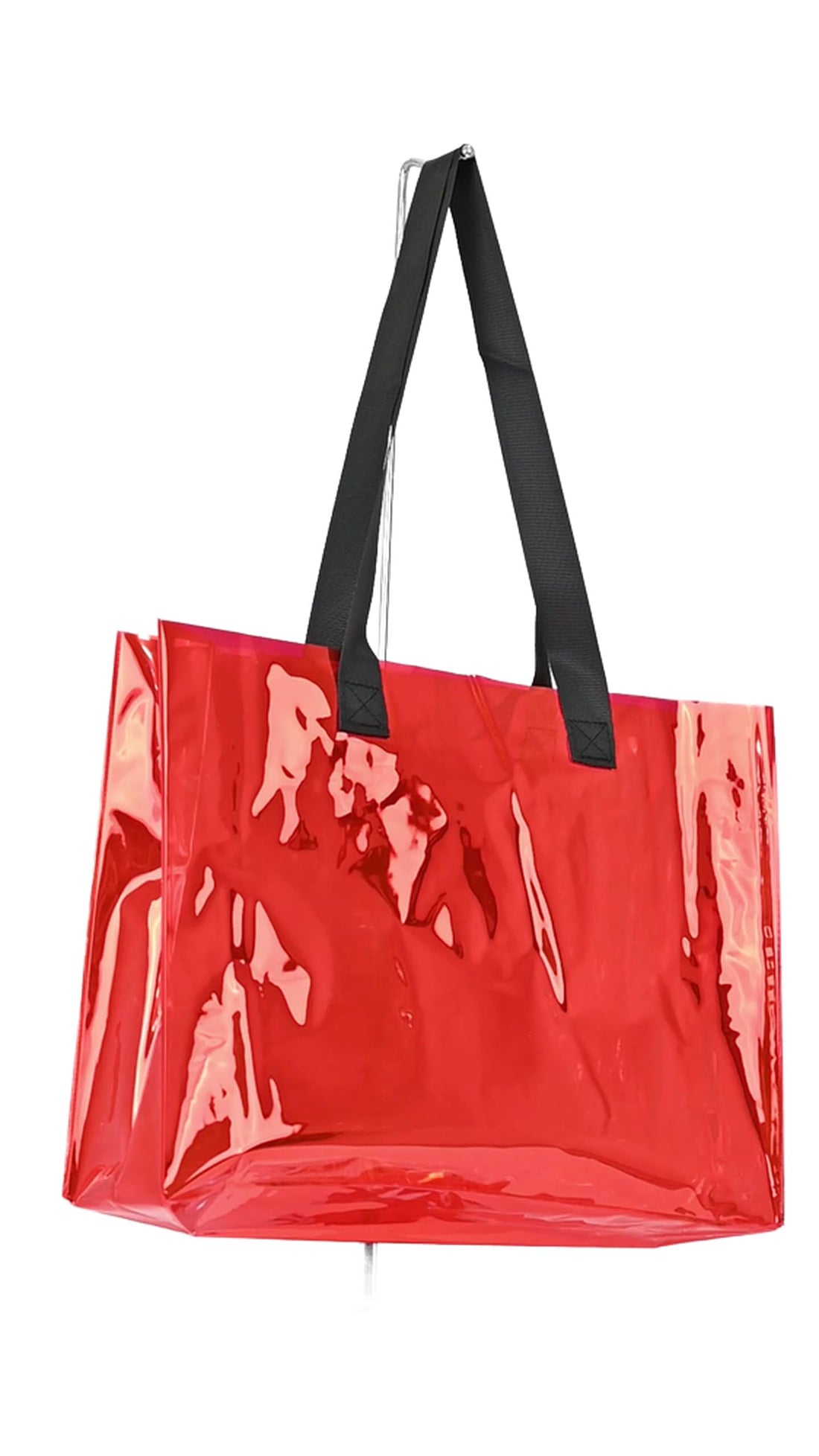 Holographic PVC Tote Bag,waterproof,shoulder, Shopping Black Handles,large big size 42x32x12cm,GYM outdoor bag,beach summer trendy,genz,candy colours,everyday bag