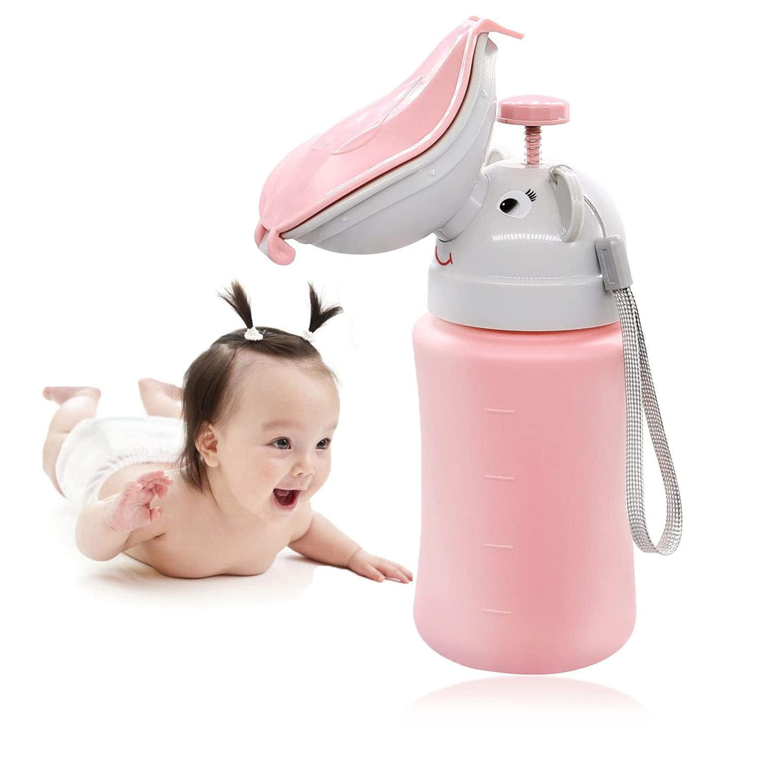 Kids Travel Potty (Pink) - Leakproof & Odorless Portable Urinal for Boys & Girls, Foldable Car Toilet with Splash Guard | Reusable for Camping, Road Trips & Travel
