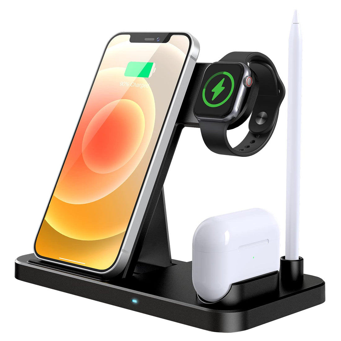 Wireless Charger, 4-in-1 Inductive Charging Station for Apple Watch Airpods Pro, Qi-Certified Wireless Charger for iPhone 12/SE/11/X/XR/Xs Max/8, Samsung Galaxy S20/S10