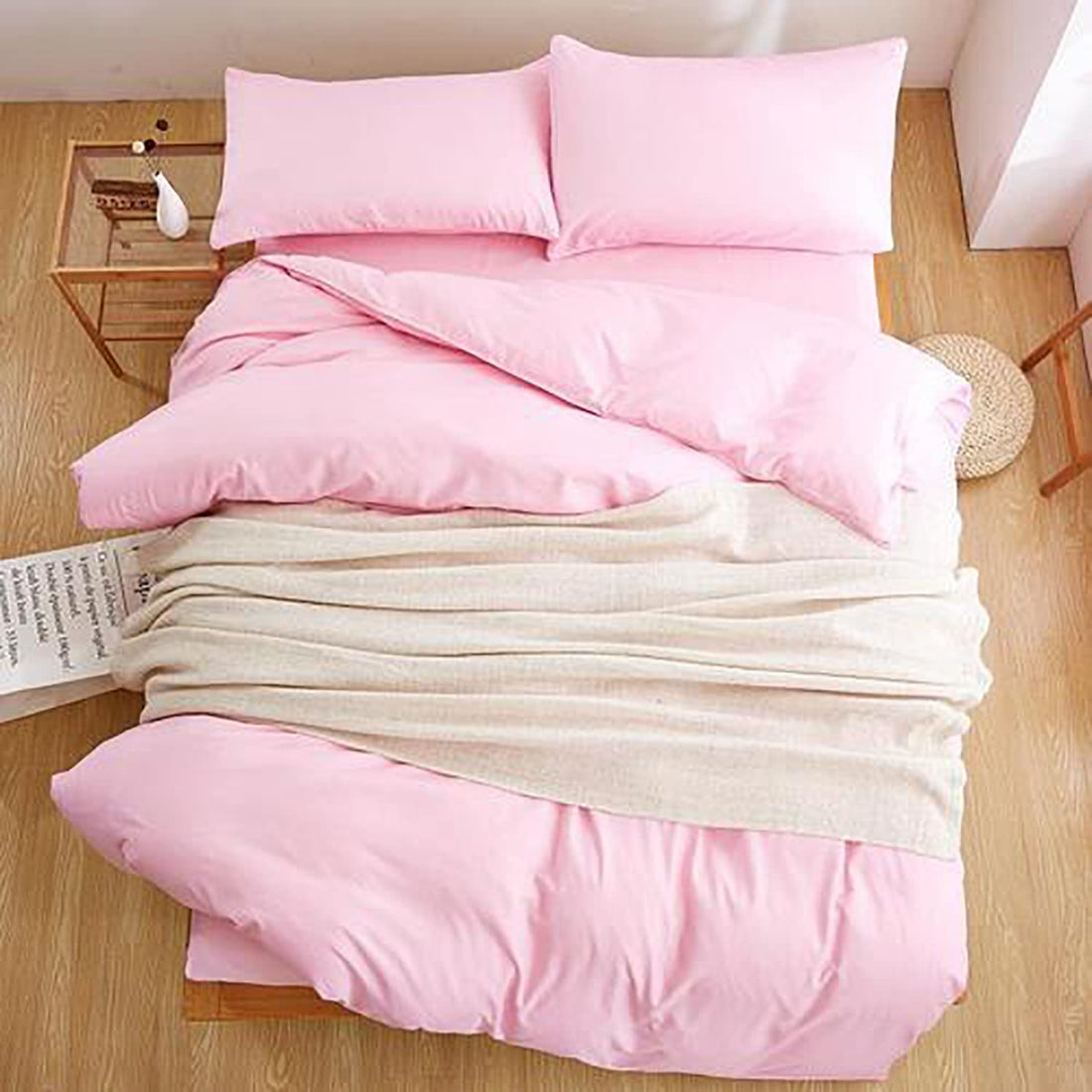 Tigers Cotton Comforter Set 3 Pieces for Main Bedroom - Pink, 180 * 240 for Single Bed