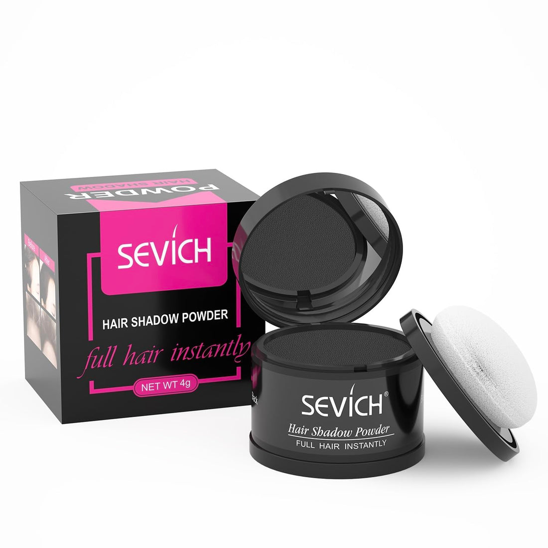 Sevich Hairline Powder，Instantly Conceals Hair Loss, Root Touch up Powder, Hair Shadow Toppers for Women & Men, Touch Up for Thinning Gray Hair, Windproof & Sweatproof, Medium Brown
