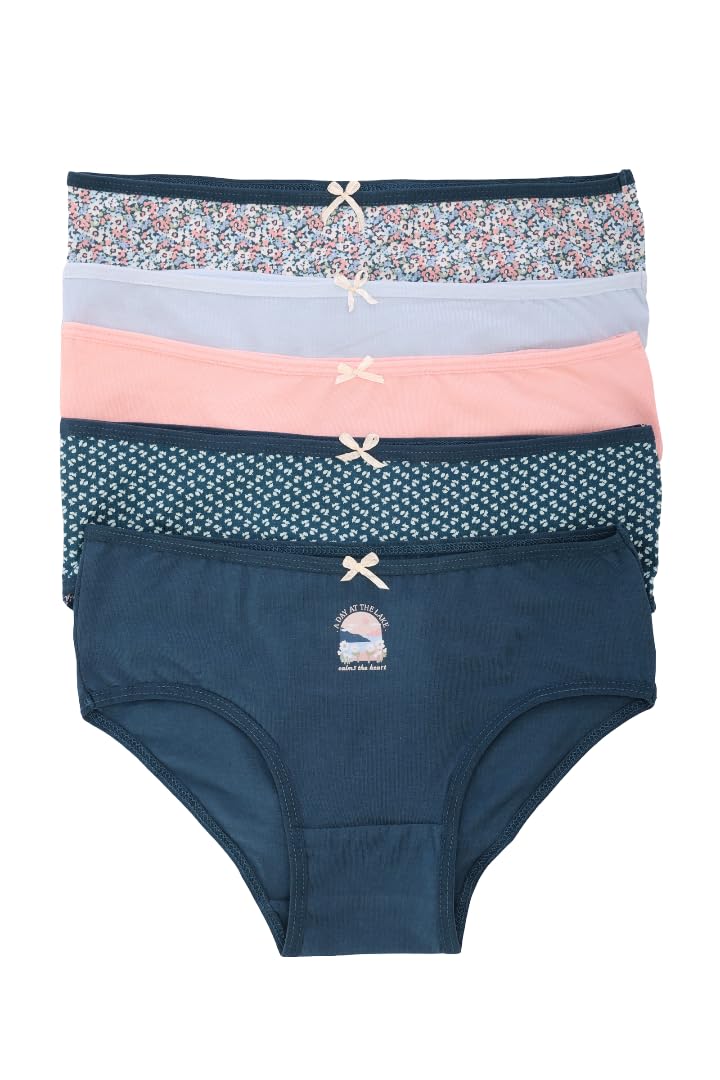 CARINA Womens Pack of 5 Colored Brief Panties Bikini Style Underwear