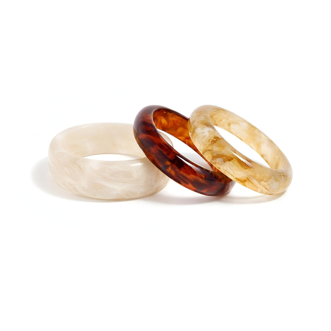 Statement Wristbands Set - A collection of wide, irregular geometric cuff bracelets for women. Chunky punk-style bangles made from bold acrylic resin material.