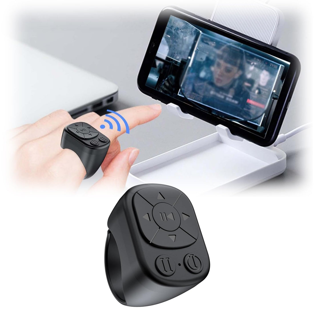 TONGLUO Wireless Compatible with TikTok Ring, Bluetooth Page Turner & Camera Shutter Remote for iPhone/for Android, Hands-Free Video/Music Control, Selfie Assistant, Compatible Universal Smartphone