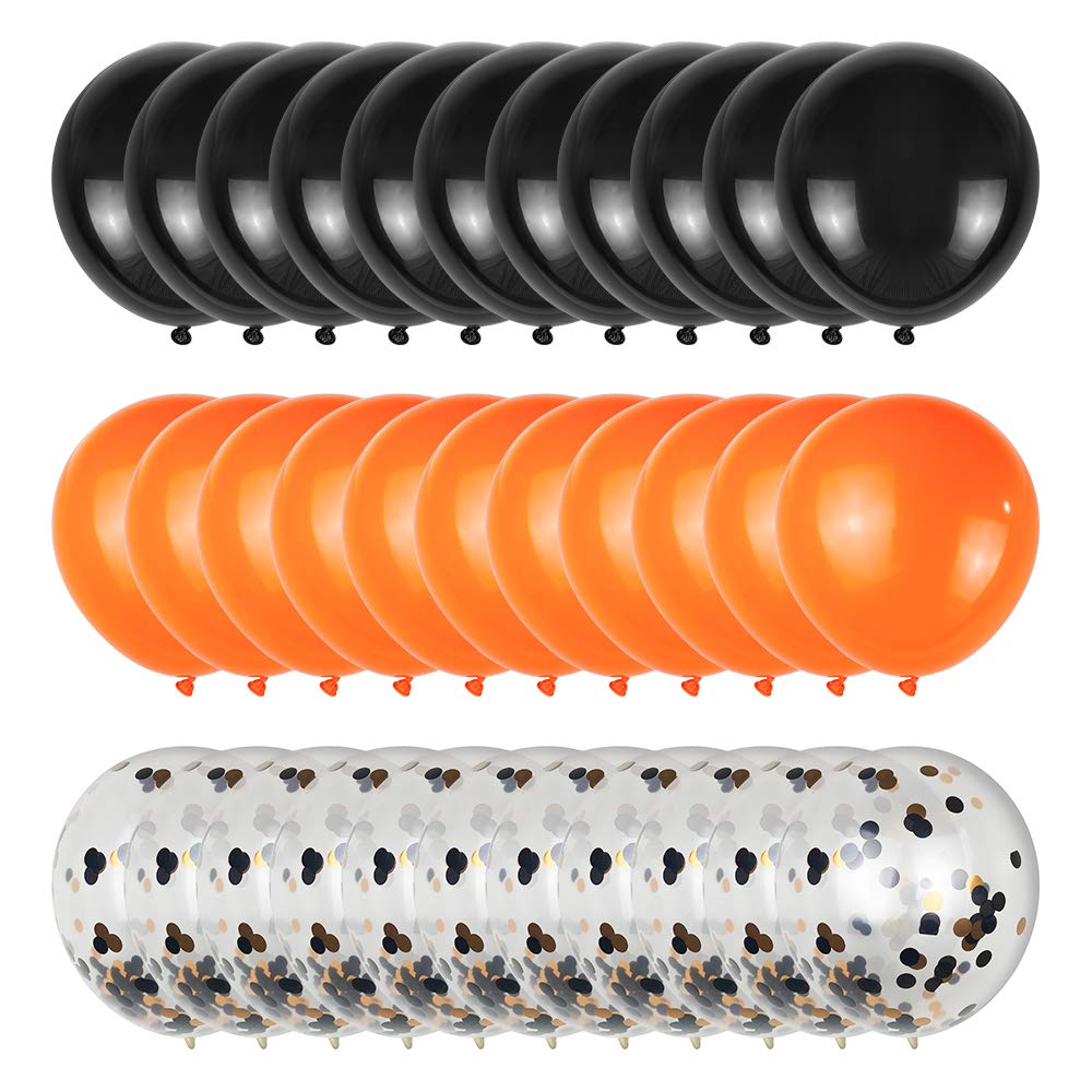 Wonka LYVEEF Halloween Balloons Black and Orange 12 Inch 50 Pack Confetti for Party