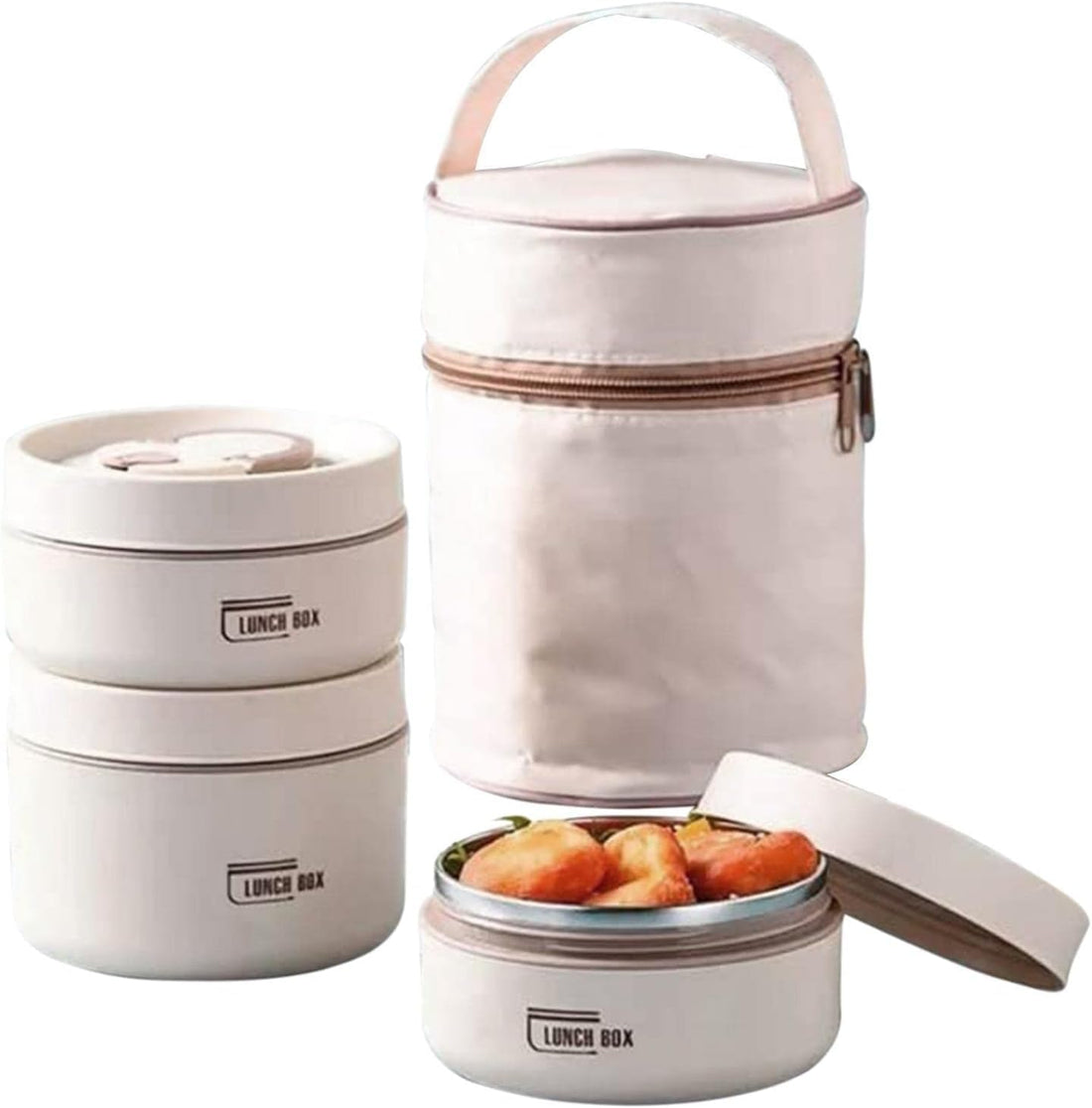 Leak-proof Thermal Box, Adult Lunch Box with Insulated Bag Stackable Food Container Made of Stainless Steel (multicolor, 3 * 1)