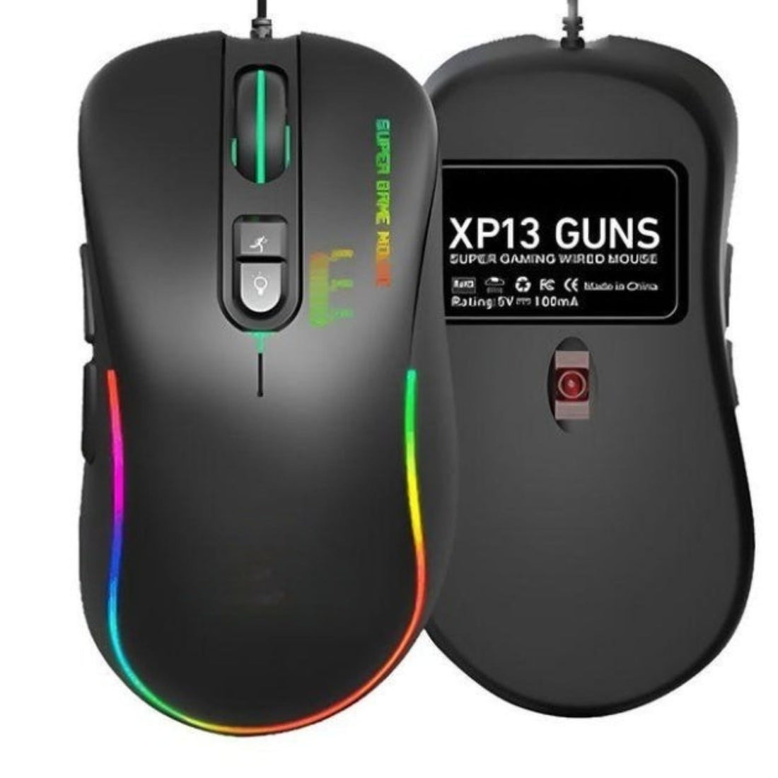 Gaming Mouse XP13 with 3600 DPI Sensor, 1000Hz Polling Rate, 6 Programmable Macro Buttons, RGB Chroma Lighting, 20g Built-In Weight, for FPS Gamers Hand User Left/Right