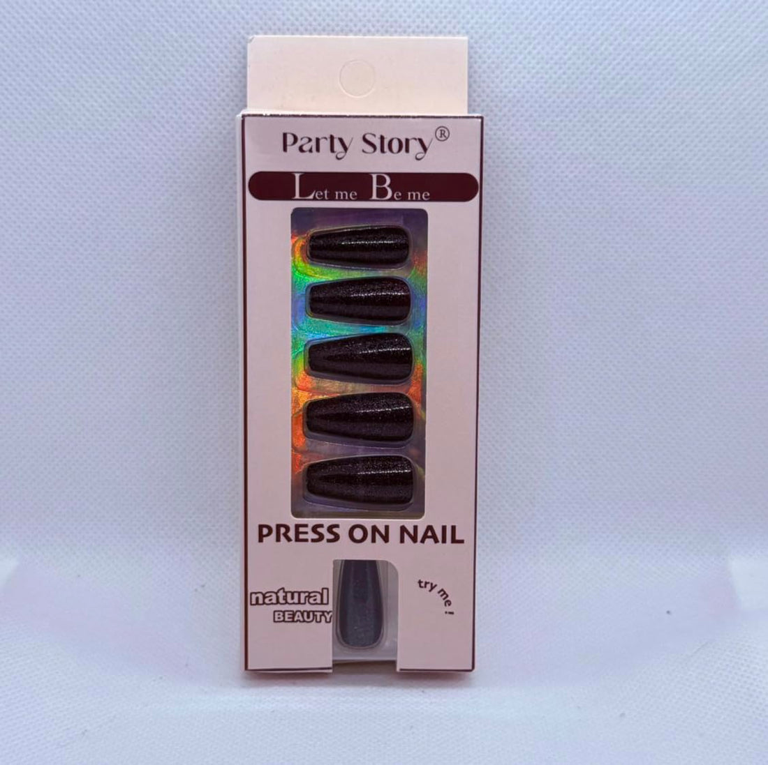 Glitter Press On Nails Set – Long Lasting Sparkle, 10 Colors – Salon Finish | Long-Lasting, Salon-Quality, Easy Application (Black)