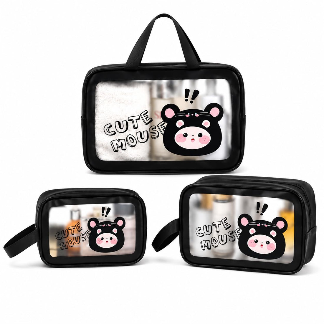 Waterproof Cosmetic & Toiletry Bags Set of 3, Travel Makeup Organizer Pouches for Women, Portable Storage Bags for Skincare, Shampoo, Accessories, Personal Care and Travel Essentials
