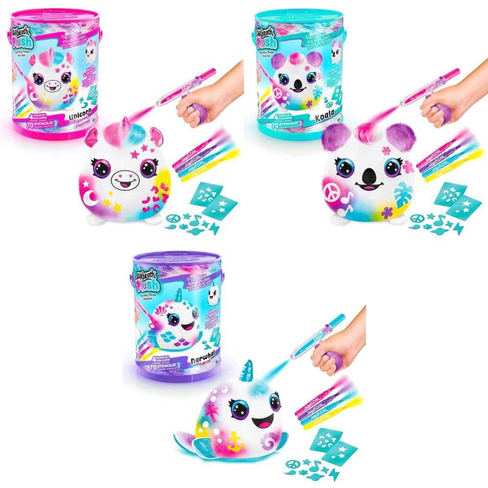 Canal Toys - Airbrush Plush Barrel - Squichy Spray Art Soft Toy with Felts and Stencils - Creative Hobbies for Children - Ages 6+ - OFG 266