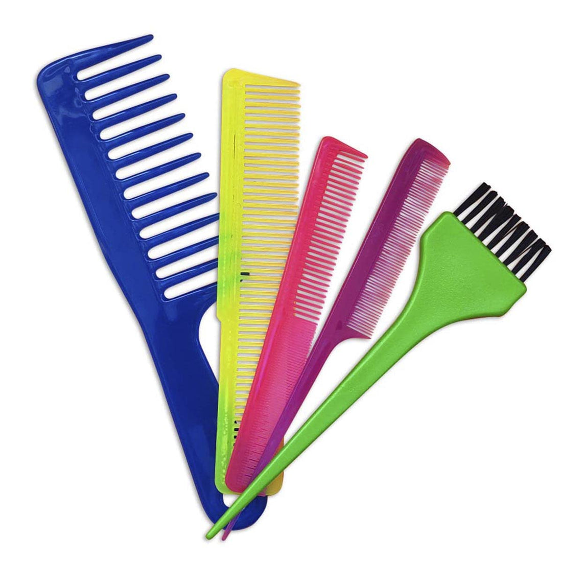 Kit of Combs for All Hair Types Women and Men + Brush for Dye Application, Rat Tail Comb, Axe Comb, Graduated Comb and Cutting Comb.