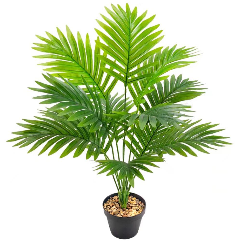 DXJ Artificial Plants Large Areca Artificial Palm Tree 68 cm High 12 Branches in Pot Artificial Plant Tropical Hawaii Green Fake Plant for Bedroom Office Garden Wedding Party Decoration