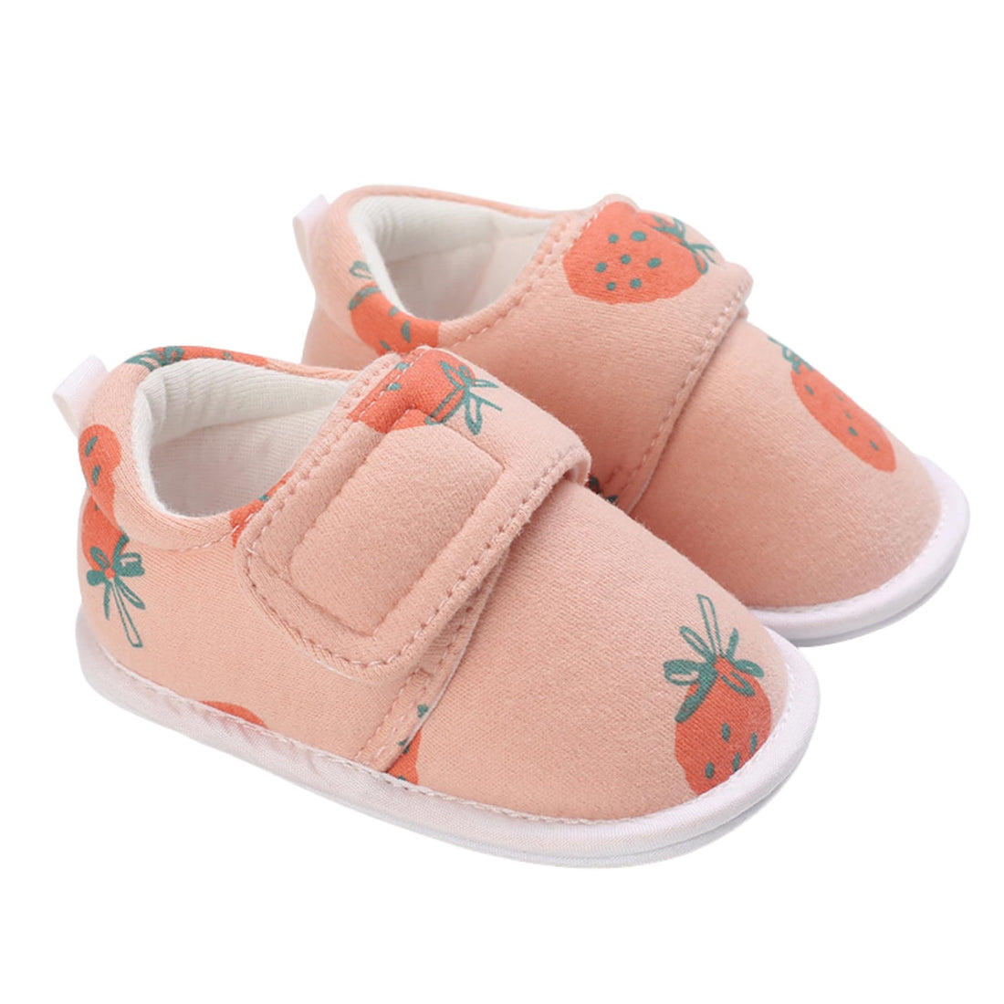 Mix&Max Synthetic Fibers Velcro Strap Sneakers Printed Strawberry For Girls-Simon-1-6Month, 0-6 Months