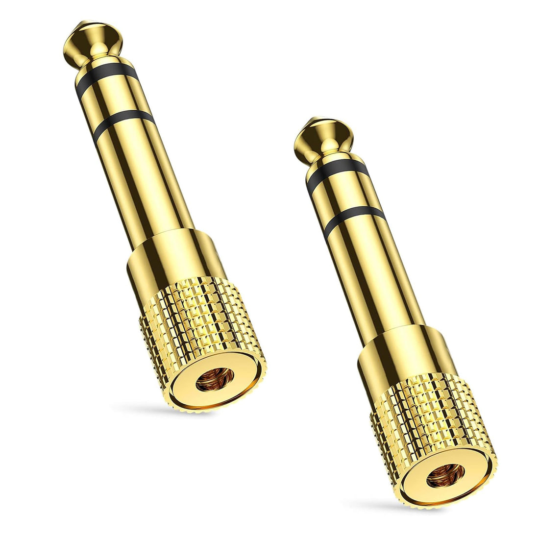 2pcs Headphone Jack Adapter,Stereo Jack Adapter,6.35mm Male (1/4 inch) to 3.5mm Female (1/8 inch) Stereo Aux Plug Converter Audio Adaptor for Digital Piano,Keyboard,Amplifier Earphone(Gold)