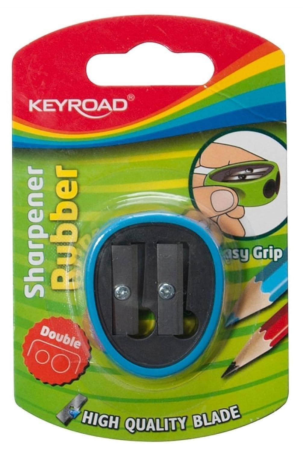 Keyroad Metal Sharpener Rubber with Silicone Cover 2 Holes Multi-color Model KR970531