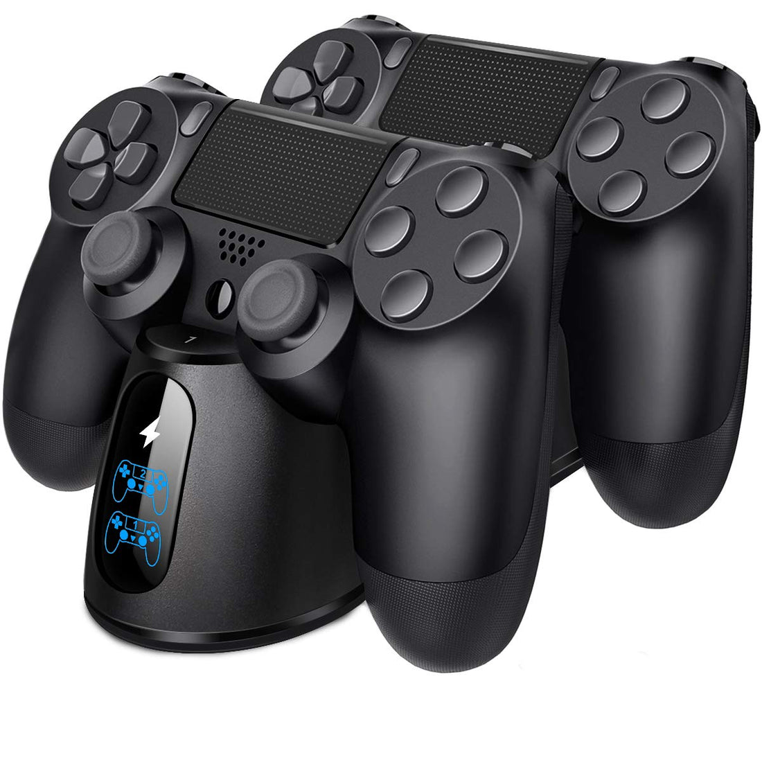 PS4 Controller Charger, PS4 Charging Station with Dual Charging Port, PS4 Controller Charger Station for Playstation 4/PS4/PS4 Slim/PS4 Pro Controller, Upgrade USB C Cable＆Separate PS4 Micro Receiver