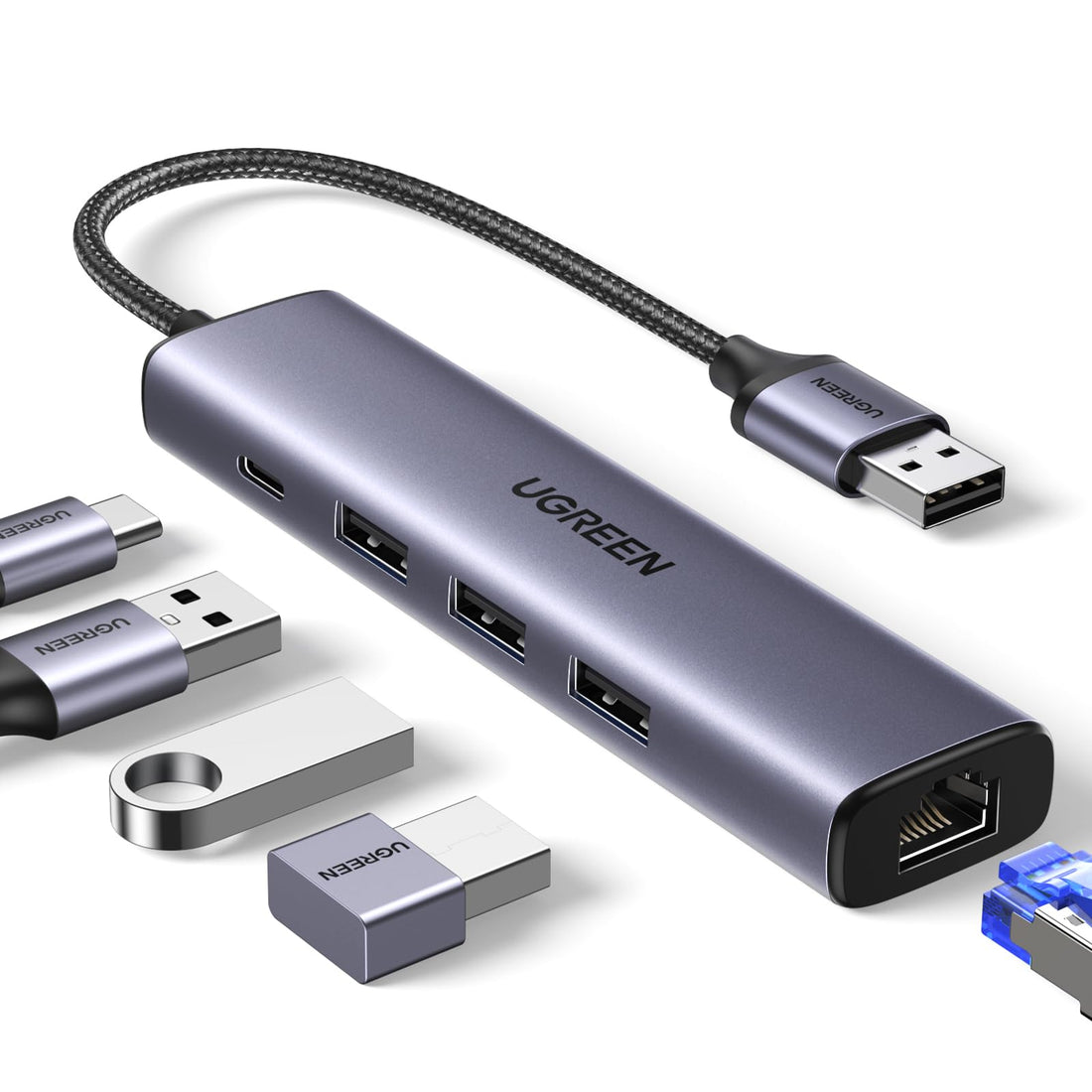 Ugreen 5-in-1 USB 3.0 to Ethernet Adapter Multiport Hub