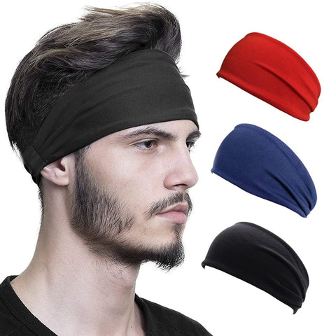 ECVV 3PCS Absorbent Sport Sweat Headbands For Men Women Unisex Quick Drying and Non-Slip Stretchy Moisture Wicking Sweatbands Solid Color Elastic Hair Bands for Basketball, Yoga, Exercise, Workout