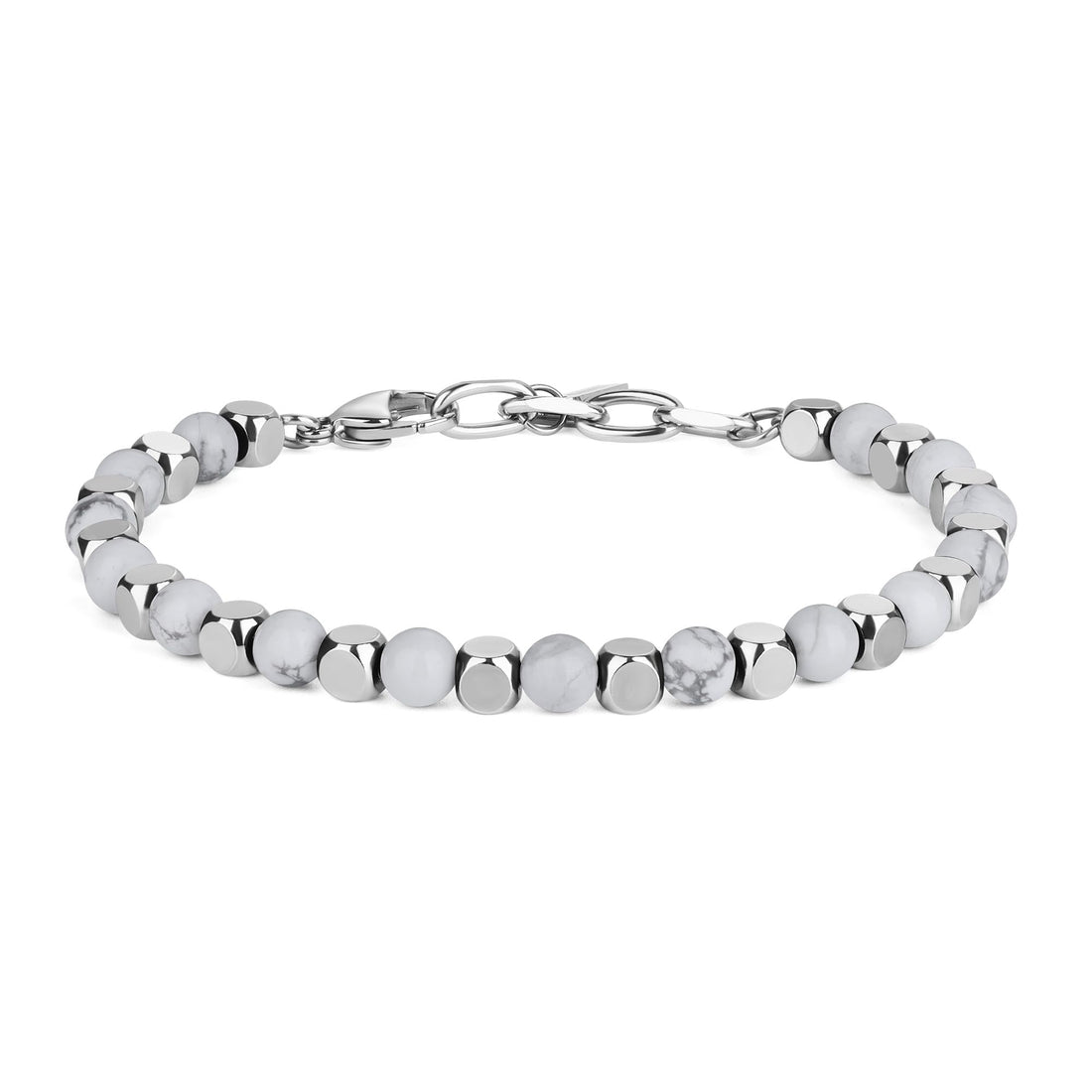 GAVU Men's Bracelet with Hard Stones and Crystals and Stainless Steel Square Nuggets