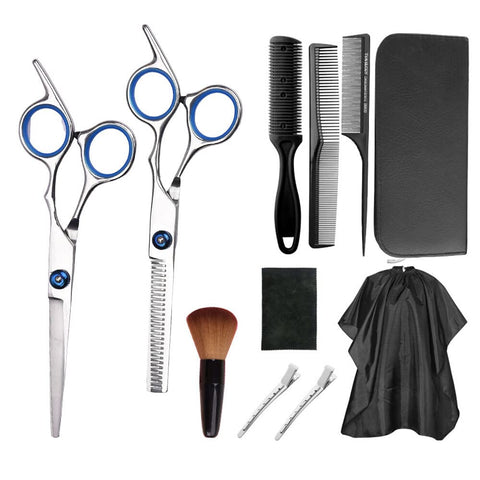 Cankypu Hairdressing Kits 11pcs Stainless Steel Professional Barber Scissors Set Hair Teeth Trimmer Straight Cutting Scissors Comb
