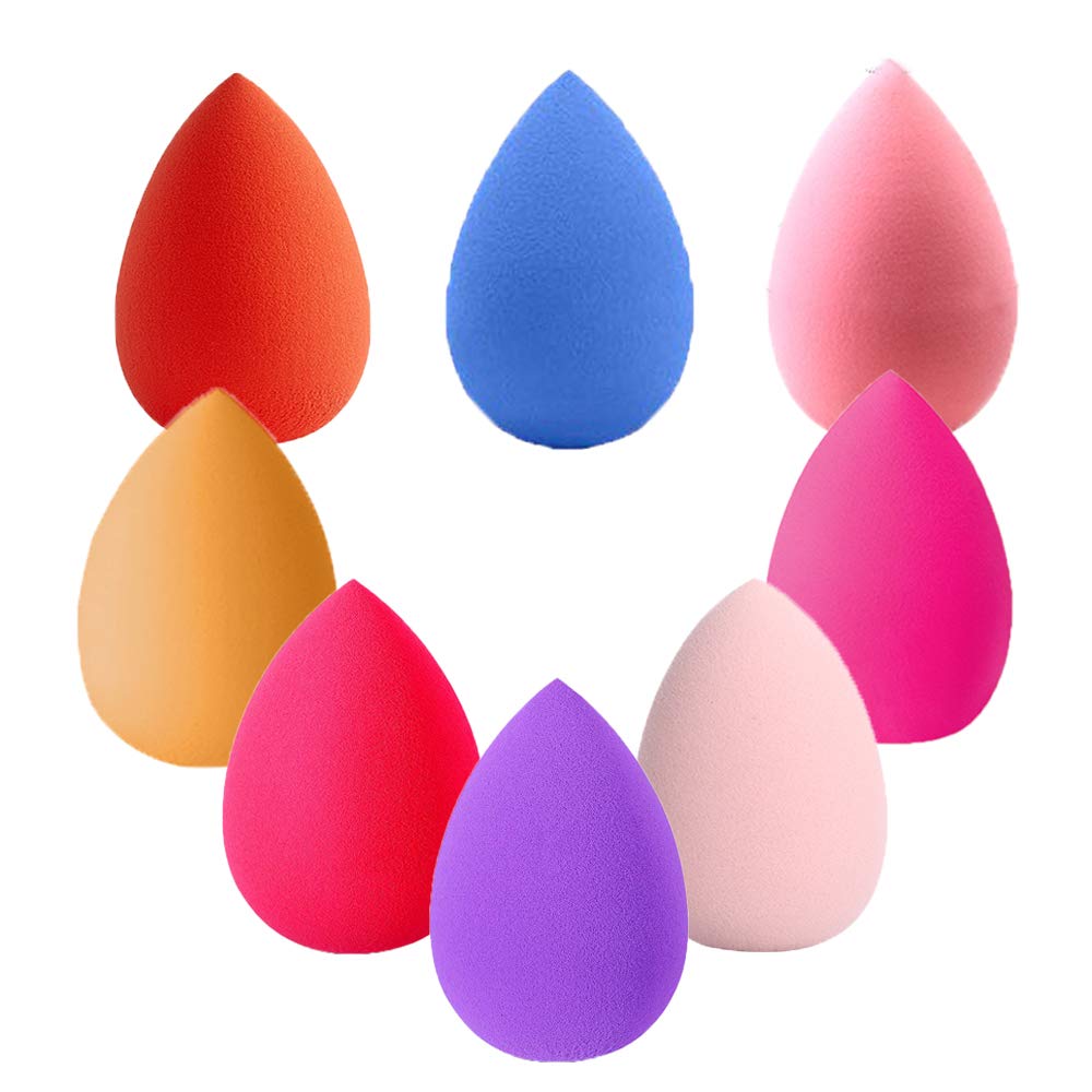 8 PCS Makeup Sponge Blender，Non-Latex Beauty Sponge Egg Shaped Foundation Blending Sponge Multi Colored Makeup Sponge Set for Liquid,Cream,and Powder