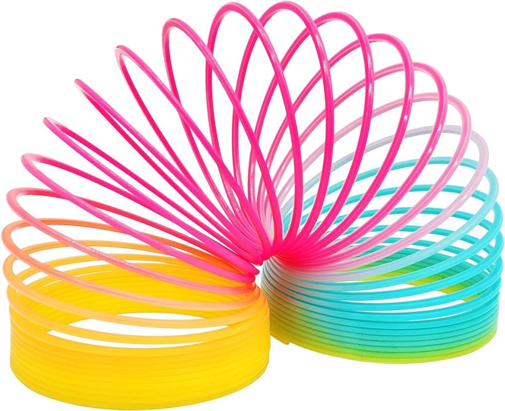 Rainbow Magic Coil Spring, Colorful Rainbow Neon Plastic Coil Spring Toy Halloween Party Supplies For Boys Girls Trick Treat Gift Toys, Goodie Bag Filler For Kids (Multicolor)