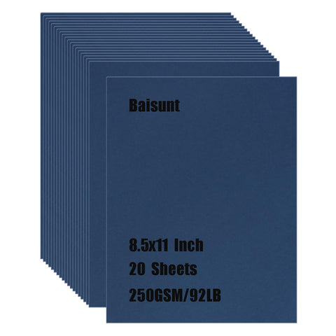 Baisunt 20 Sheets Navy Blue Cardstock Thick Blank Craft Paper for DIY Art Project, Scrapbook, Cards and Invitations Making(8.5 x 11 Inches)