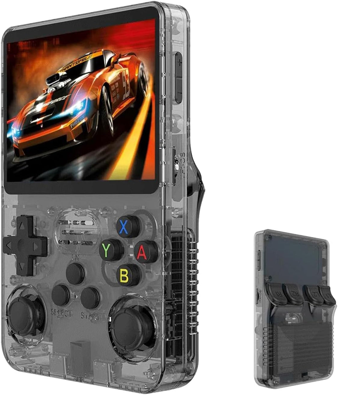R36S Game Console 3.5-icnh IPS display with RK3326 Quad-Core ARM 64bit Cortex A35 CPU up to 1.5Ghz + 1GB DDR3L RAM 128G (White)