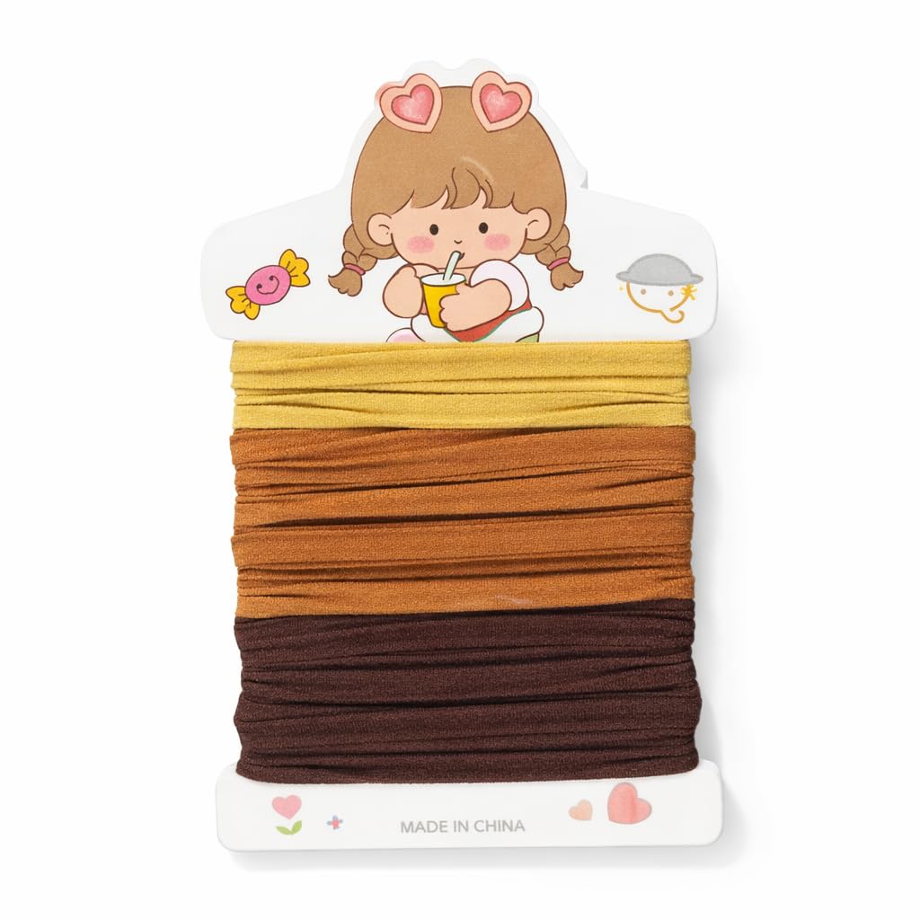 Catch Up Elastic Hair Ties for Girls 3 Neutral Colors Beige Light Brown Dark Brown Soft Stretch Ponytail Holders No Damage Strong Hold Comfortable Daily Hair Accessories