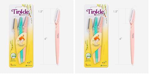Dorco Tinkle Durable Eyebrow Razor with Protective Case, 3 Blades) 1 Item (Pack of 2)