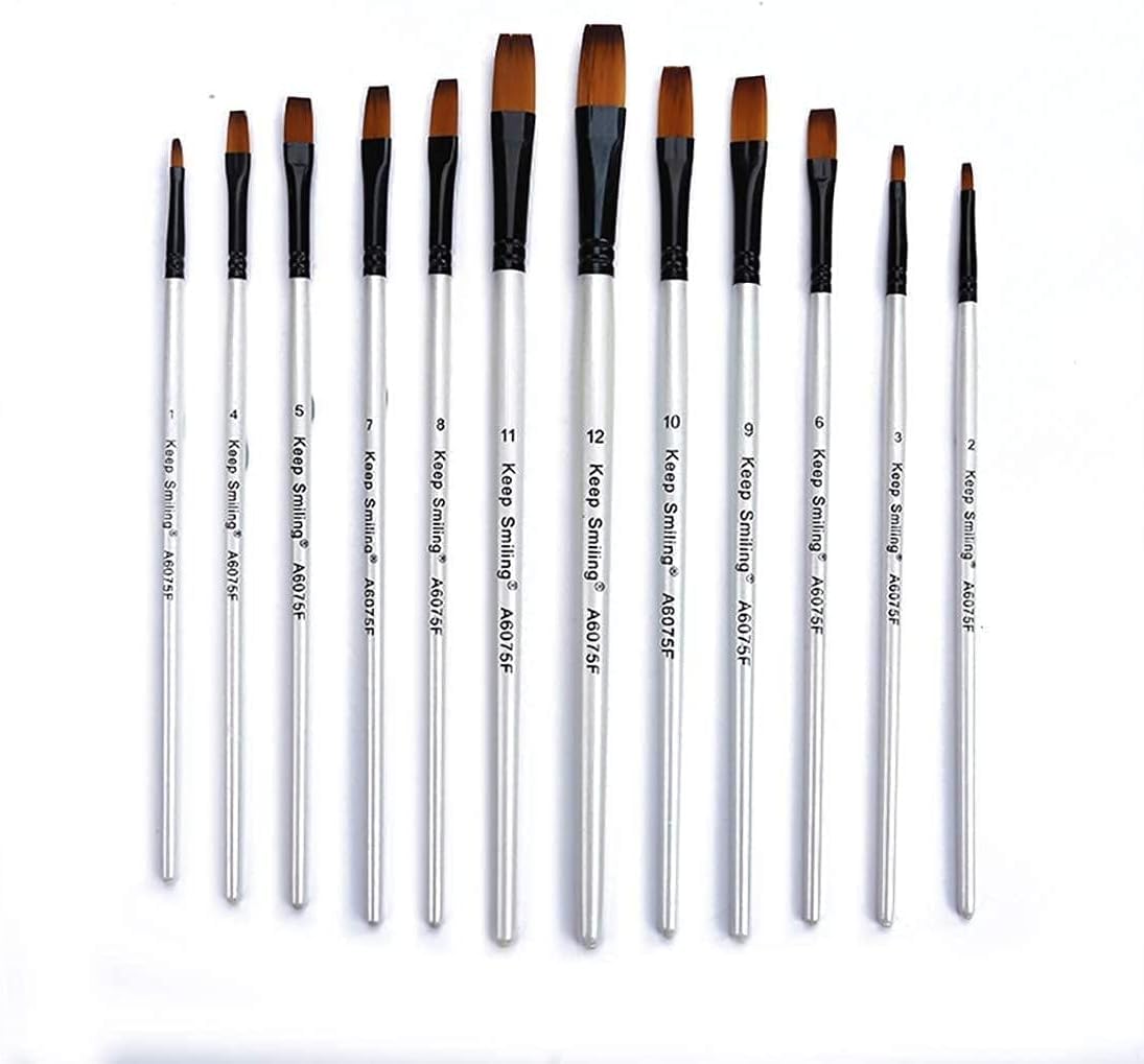 Keep Smiling flat brushes set of 12 brushes of different sizes