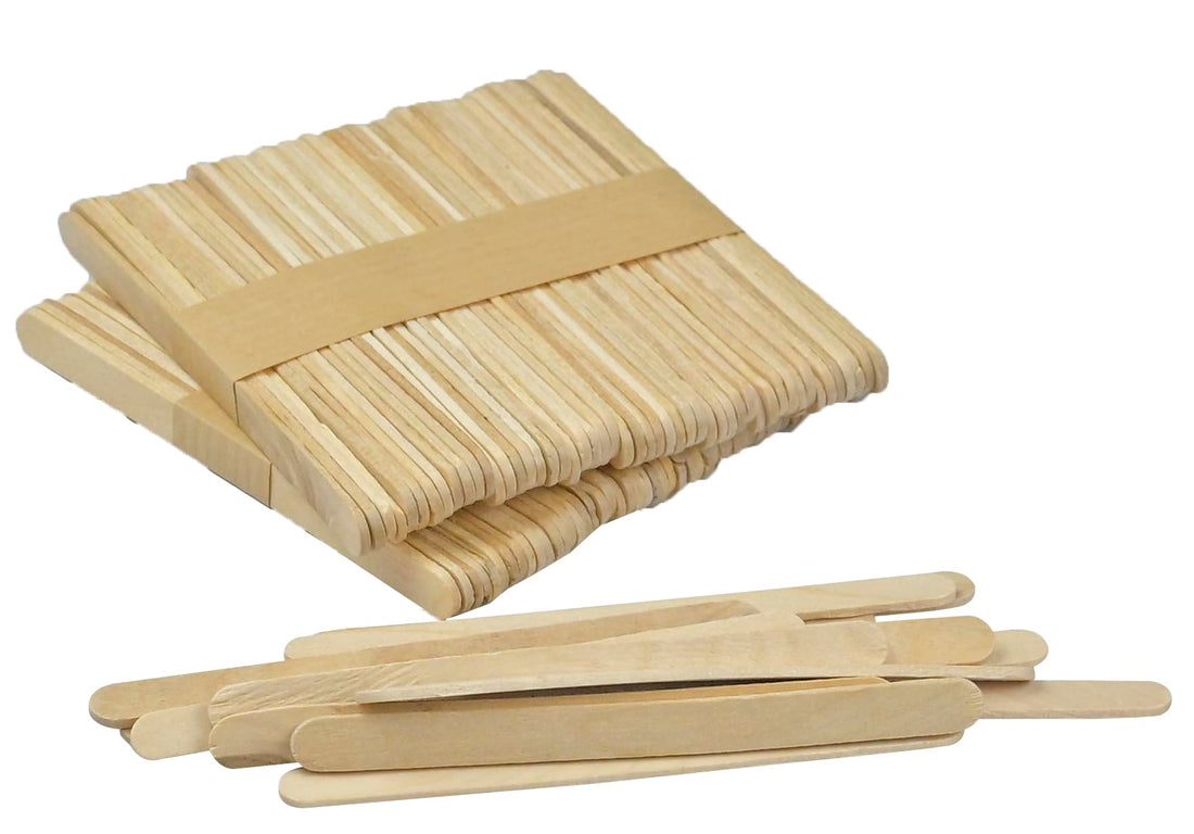 100 Pack Jumbo Wooden Craft Sticks Natural Popsicle Sticks for Icecream Sticks, Cakesicle, Treat Sticks, Wax Sticks, Waxing, Tongue Depressors, DIY Crafts, Art Projects, ICES, Mixing, Classroom Supply