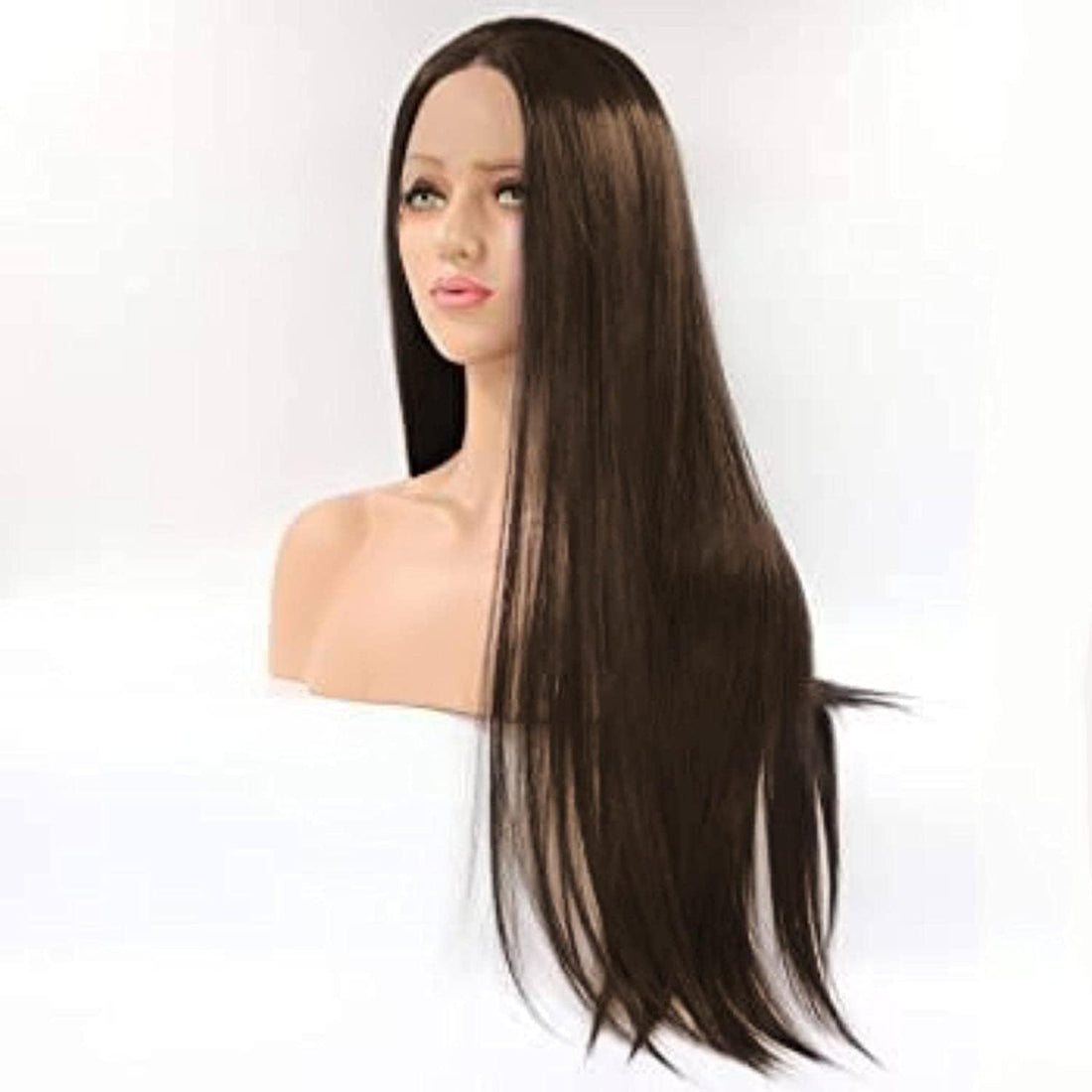 ECIF Straight Long Brown Wig Synthetic Hair