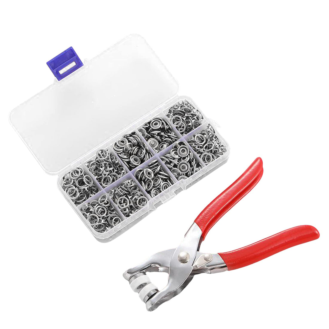 Fixed Button Tool, Press Stud Set with Pliers, Button Press Studs, 100 Set Eyelets Press Studs, Sewing Buttons, Hollow Press Studs, Metal Button Buckle for Sewing, Sewing Accessories, Craft