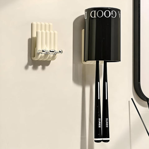 Modern Acrylic Toothbrush Holder with Cup Wall Mounted Bathroom Organizer for Electric Toothbrushes and Paste Sleek Minimalist Design Black or White