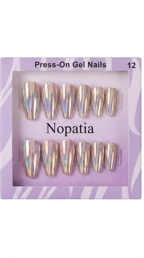 Nopatia Professional Glitter False Nails - Press On Nails Set (Press-On Gel Nails) with Charming Glitter Effect - Fashion Art Manicure Salon Look in Minutes (Style 3)