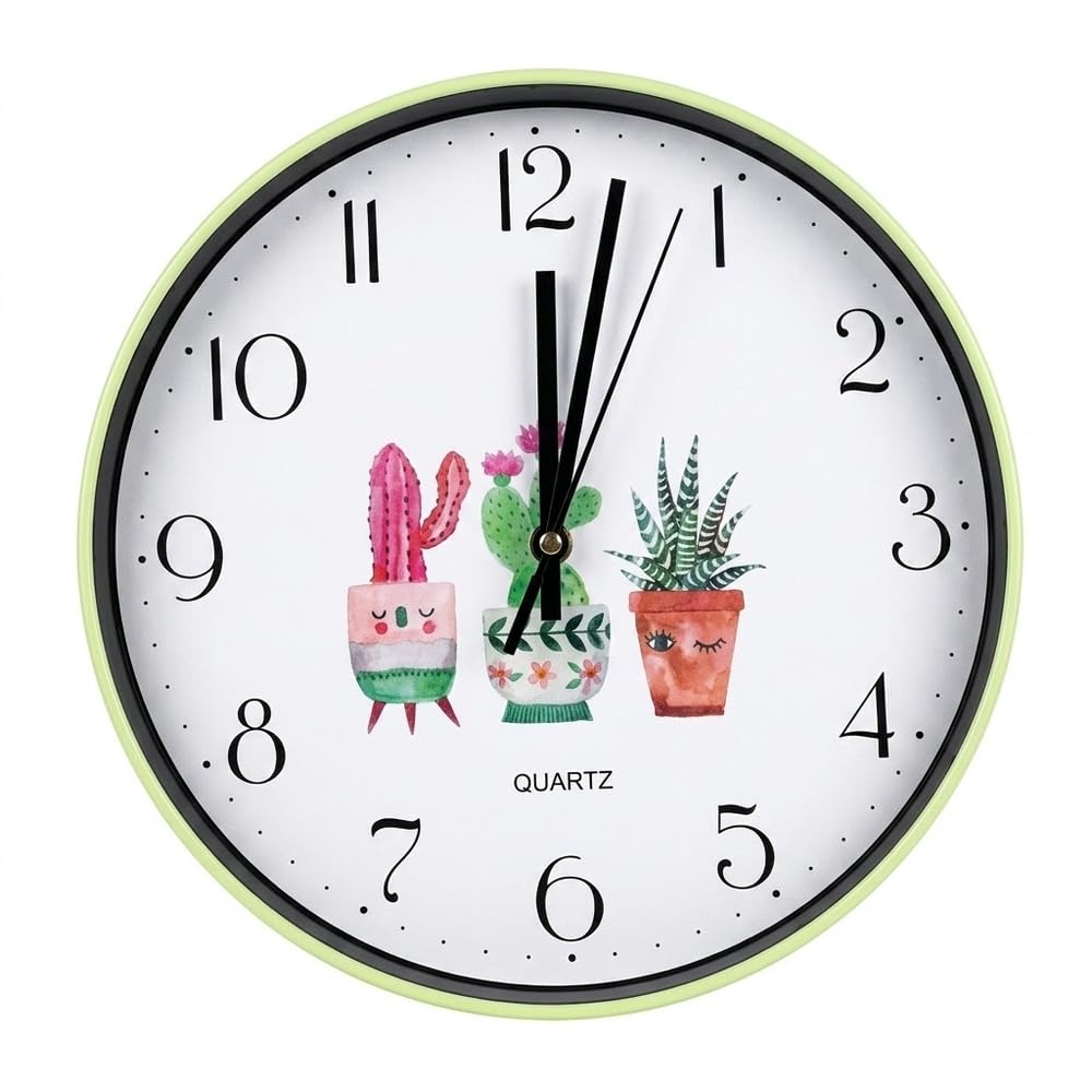 Classic Round Wall Clock with Green Frame - A1-837