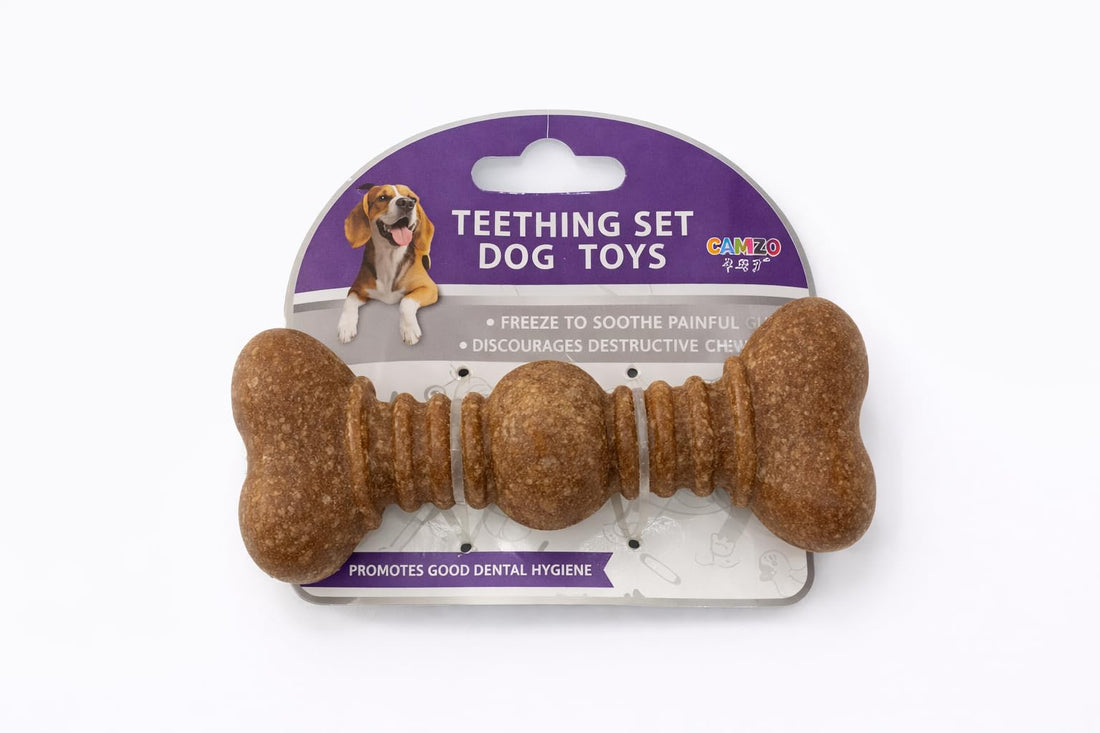 Teething Dog Toy, Textured Bone Chew Toy, Promotes Dental Hygiene, Freezable for Soothing