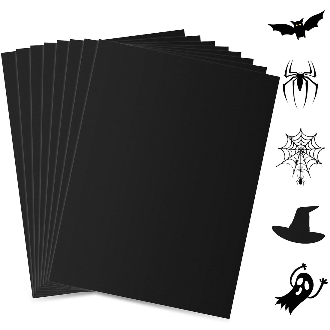 30 Sheets Black Cardstock 8.5x11, 230gsm/80lb Thick Paper Black Construction Paper for Halloween Crafts, Card Making, Invitations, Printing, Scrapbook Supplies