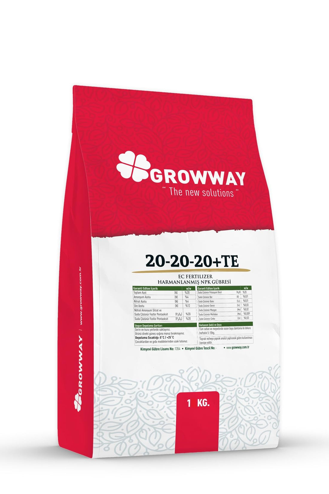 GROWWAY Turkish Balanced Fertilizer GROWWAY NPK 20-20-20+TE - Contains macro and micro elements - Remarkable results and exceptional growth for your plants -1 kg