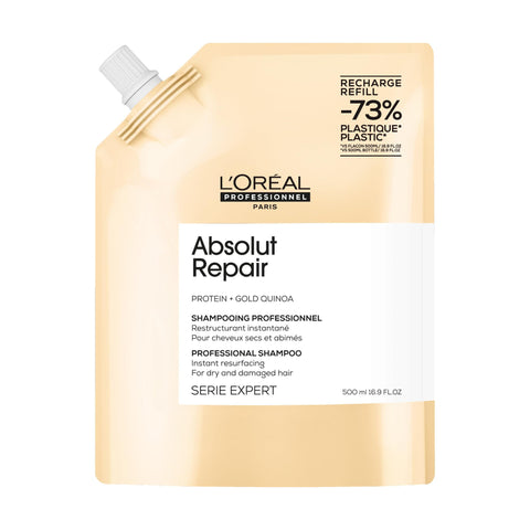 L’Oréal Professionnel Paris Absolut Repair Shampoo, With Protein And Gold Quinoa, For Dry and Damaged Hair, Serie Expert, 500ml Refill