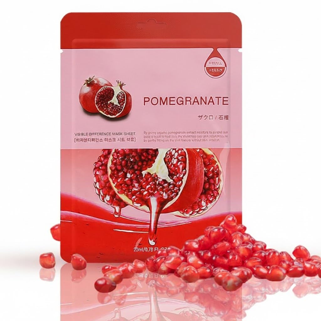 Pomegranate Collagen Facial Mask Sheet Pack of 1- Revitalizing, Vibrant Skin, Elasticity - Hypoallergenic Skin Friendly Sheet