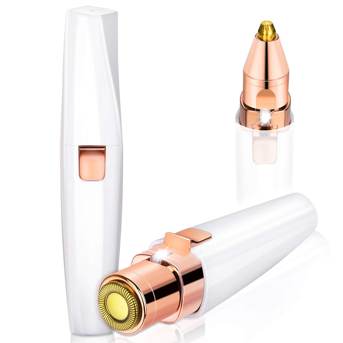 Facial Hair Removal for Women, Rechargeable Eyebrow Trimmer and Painless Hair Removal 2 in 1 Electric Eyebrow Razor Epilator Built-in LED Light for Lips Nose Face Body Peach Fuzz