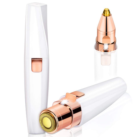 Facial Hair Removal for Women, Rechargeable Eyebrow Trimmer and Painless Hair Removal 2 in 1 Electric Eyebrow Razor Epilator Built-in LED Light for Lips Nose Face Body Peach Fuzz