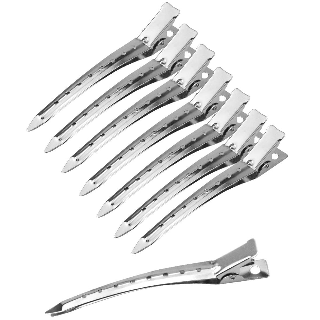 WEONE 24pcs Sectioning Clips Hairdressing, 3.5 Inches Metal Duck Bill Clips with Holes, Hair Divider Clips Curl Clips for Girls Women, Hairdresser Clip for Salon Supplies, Silver