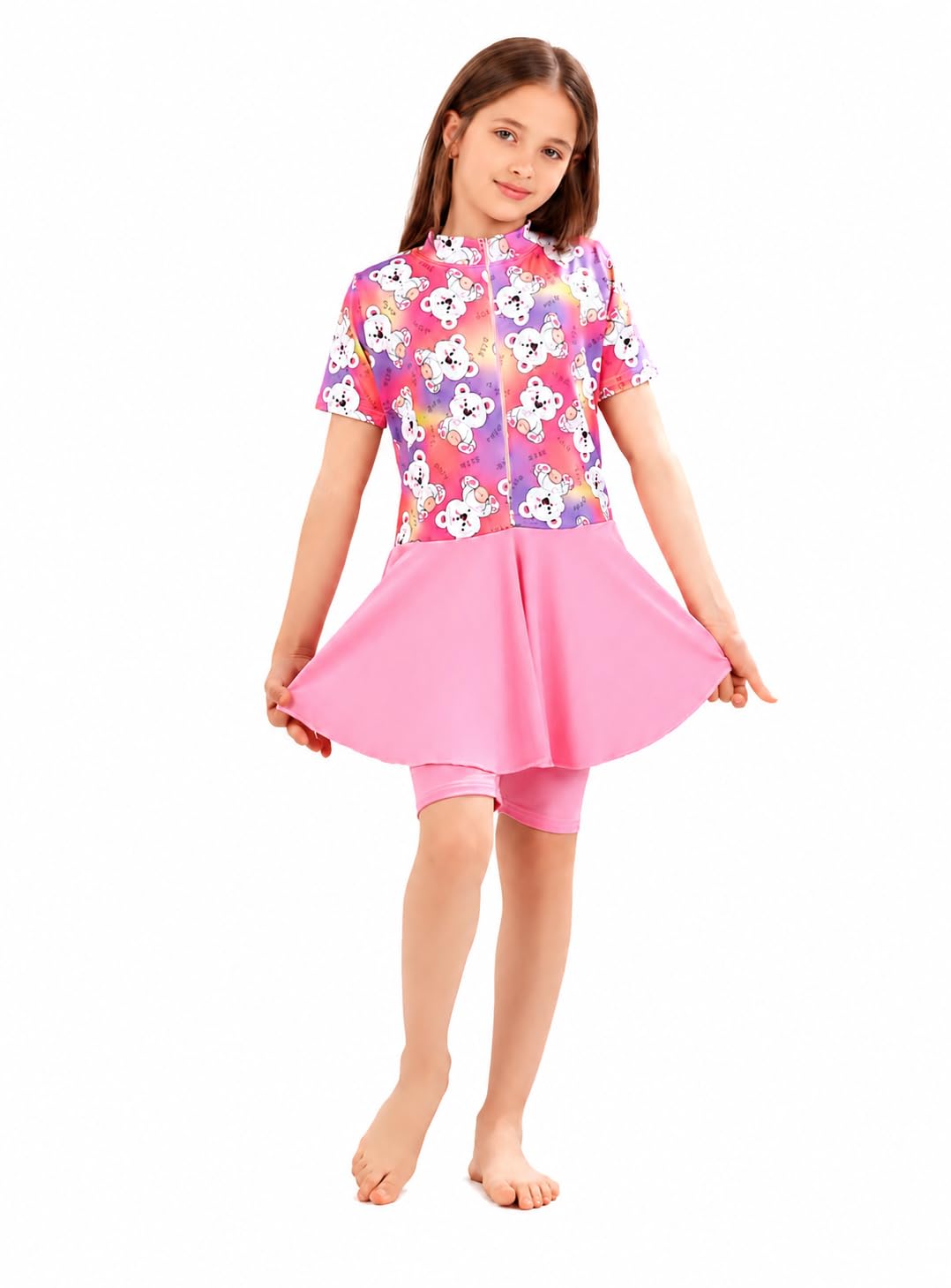 9Street Corner Tankini One Piece Swimsuit Jumpsuit Shorts with Pocket for Girls from 2 to 12 Years Code 461