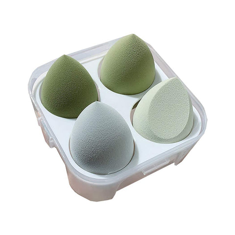 Makeup Sponge Set 4pcs Blender Multi-colored Beauty Foundation Blending Sponge for Liquid, Cream, and Powder Dry & Wet Use Makeup Sponge Egg (Green)