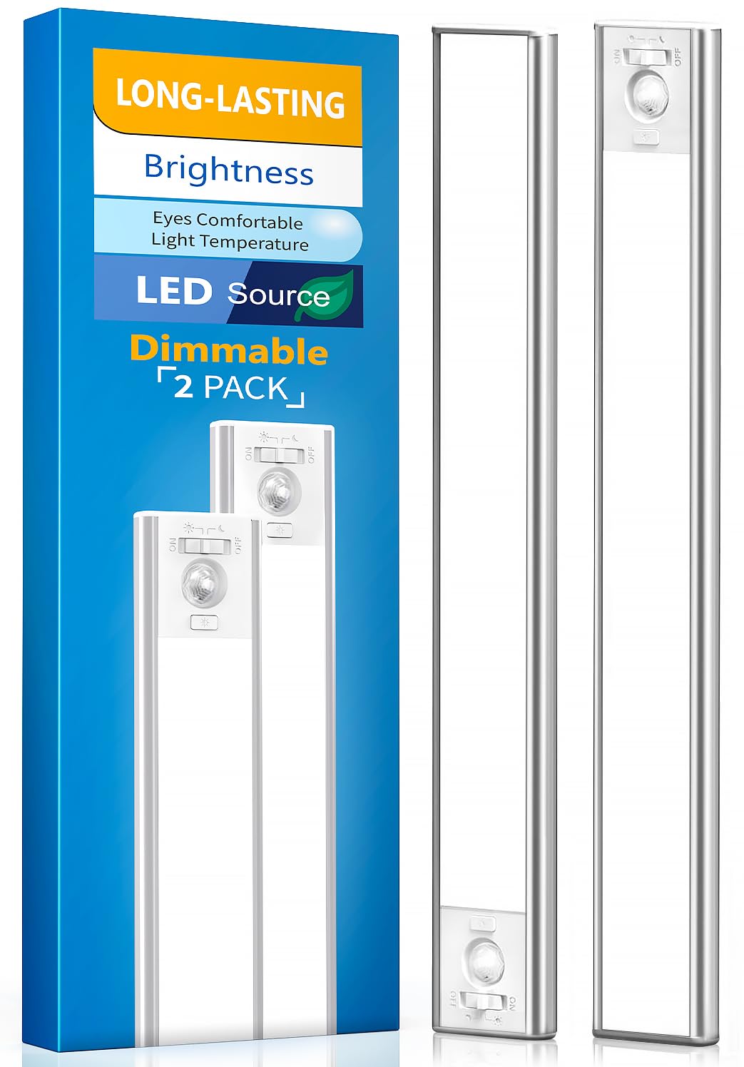 DiDiSky - Under Cabinet Lighting, 3200mAh Rechargeable Motion Sensor Indoor Lighting, 60 LED Under Cabinet Lights, Wireless Closet Lights for Kitchen (Pack of