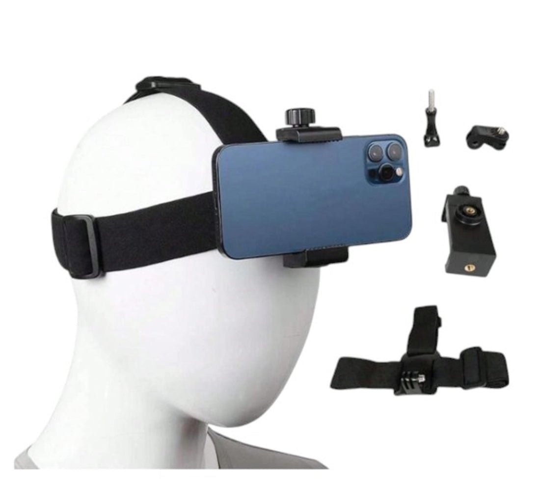 Mobile Phone Holder for Head, Compatible with 5-7 Inch Phones, with Adjustable Strap, Black for Multi-Angle Practical Shooting - Support Horizontal and Vertical Modes